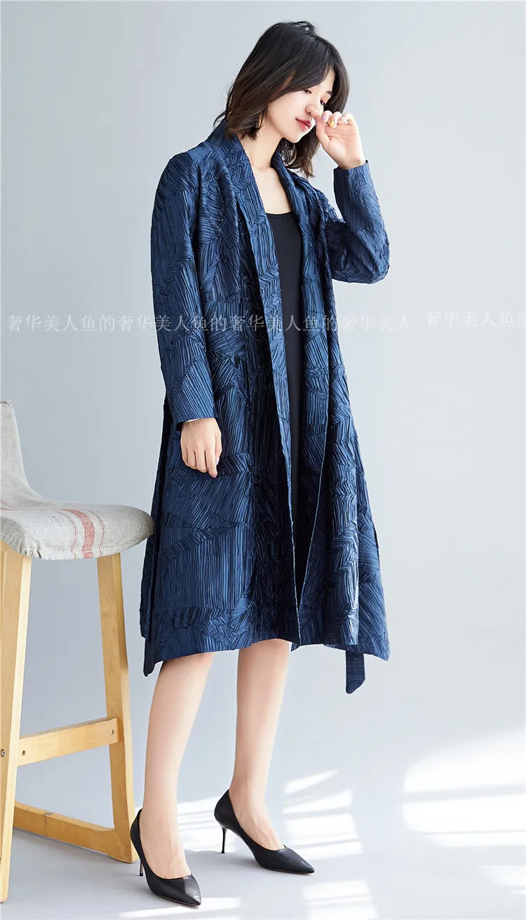 Miyake/Модная однотонная куртка с v-образным вырезом и длинными рукавами, свободная Регулируемая хлопковая ветровка