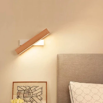 

LED Wall Lamp Modern Bedside Indoor Lamp Solid Wood Aisle Creative Rotating Light Living Room Reading Room Gallery Wall Sconce