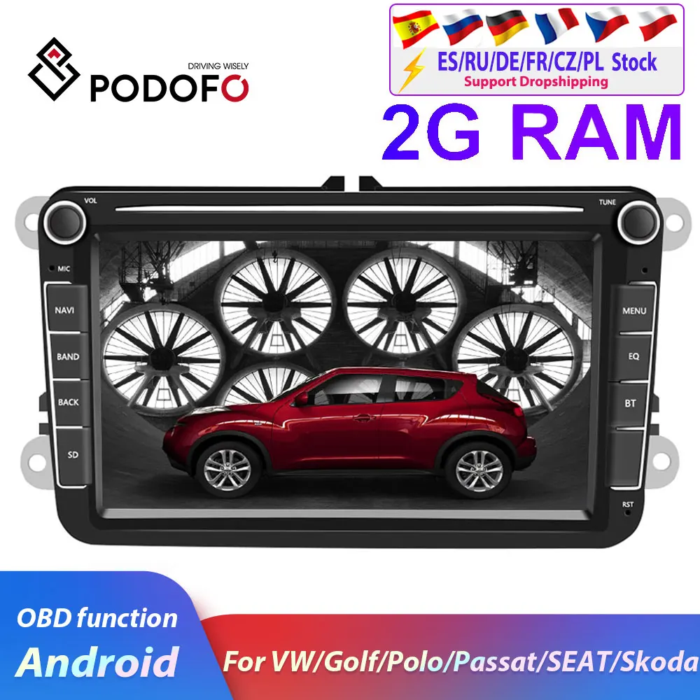 Автомагнитола Podofo 2 Din Android для Volkswag мультимедийный плеер GPS din Авторадио