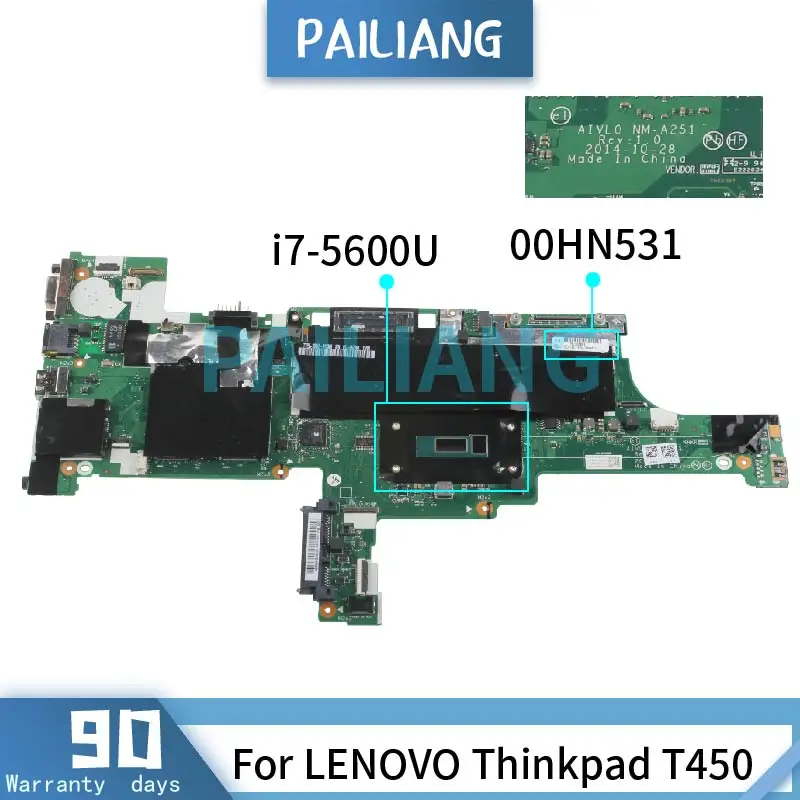 For Lenovo Thinkpad T450 I75600u Mainboard 00hn531 Nma251 Sr23v