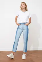 

Blocky High Bel Mom Jeans TWOSS20JE0080 Jeans Trousers Casual Denim Outerwear Blue Streetwear Vintage Women Fashion Jeans 2021