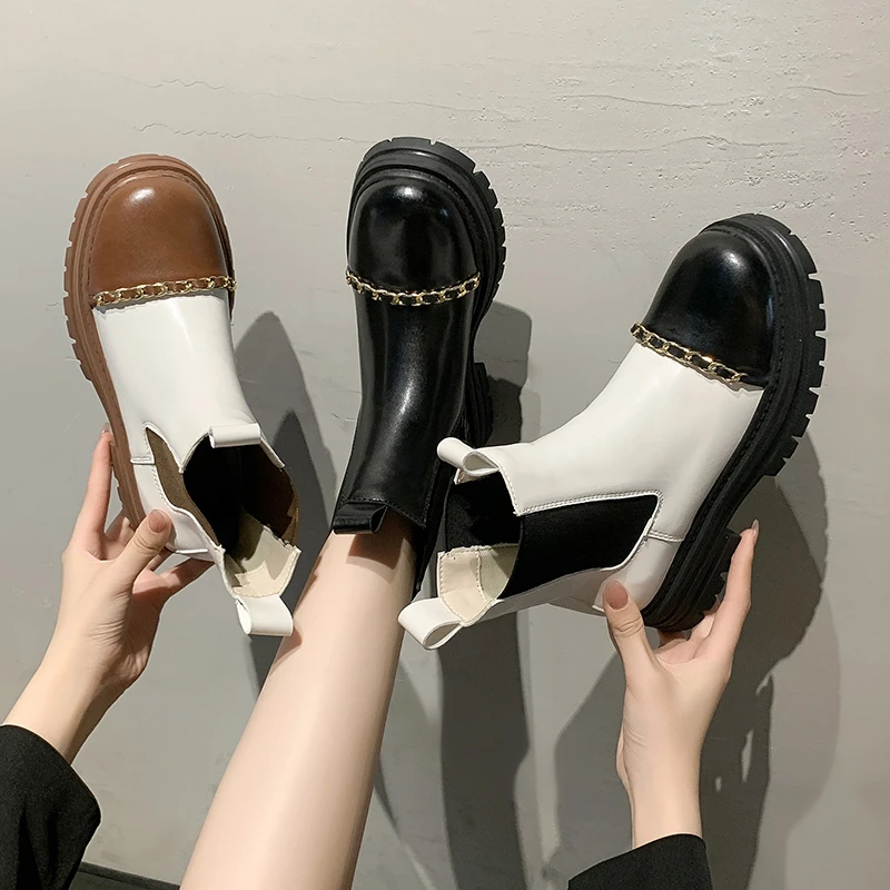 short Boots Women's Fall 2022 New Fashion All-match Sleeve Chelsea Boots Women's Thick-soled Non-slip Mid-tube Boots Women