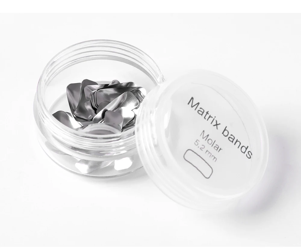 50 Teile/schachtel AZDENT Dental Metall Matrizen Schnitt Konturierte Matrix Nachfüllen Bilden Blatt Harz Klemmen Trennring Zahnmedizin – Detail 6