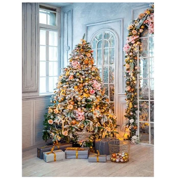 

7X5Ft Christmas Photography Background Christmas Tree Christmas Fruit Gift Photo Studio Background Cloth