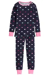 Детский спортивный костюм Лидер продаж, зимняя Домашняя одежда пижамы для мальчиков и девочек Черная футболка с рисунком сердца