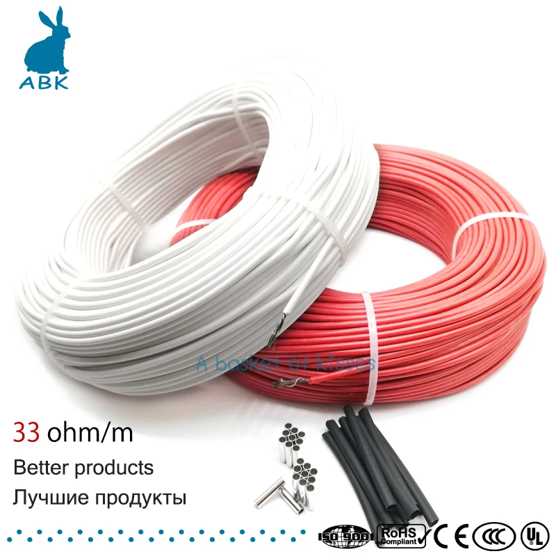 12K 33ohm нагрева углеродное волокно нагревательный кабель провод для обогрева пола