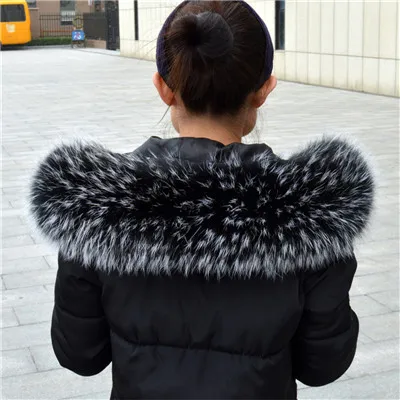 9 Genuine Real Raccoon Fur Collar Scarves Natural Raccoon fur Shawl Women Parka Coat Hood Trim Collar warm Fashion solid wrap - Цвет: 9