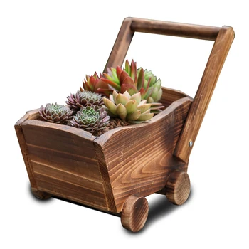 

Vintage Wooden Train Cart Flowerpot Pot Personalized Succulent Plants Container Car Boxes Tabletop Decoration Pot