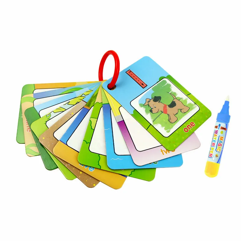 1 комплект Волшебные водные карты для рисования книжка-раскраска с ручкой для воды живопись доска для рисования Развивающие игрушки для детей подарок - Цвет: A