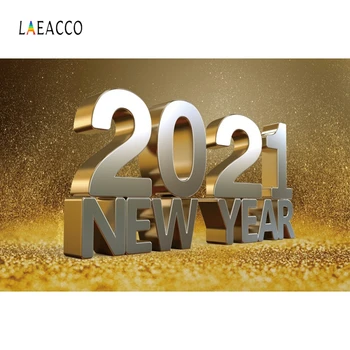 

Laeacco 2021 Happy New Year Photography Backdrops Golden Sequins Glitters Photo Backgrounds Party Decor Christmas Photophone
