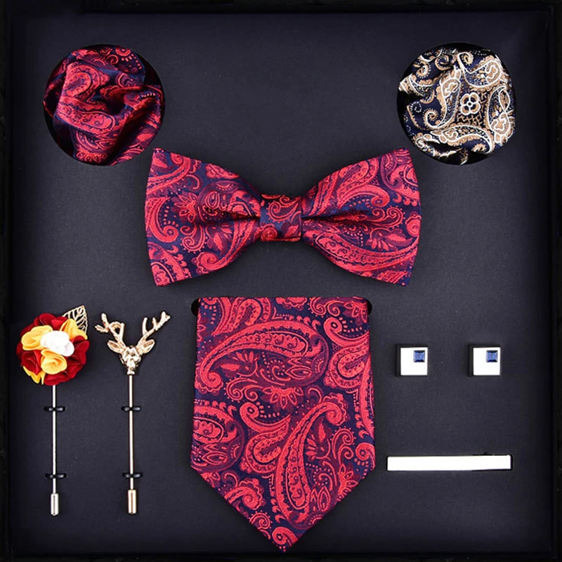Cravate Pour Hommes 8cm Cravate NÅud Papillon Hanky Cravate Broche Dix Costumes Noir Rouge Haut De Gamme Festival Cadeau De Mariage Aliexpress