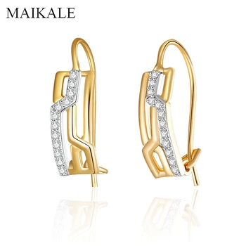 

MAIKALE Fashion Design Charm Geometric CZ Stud Earrings for Women Gold Cubic Zirconia Fine Jewelry Female Birthday Gifts