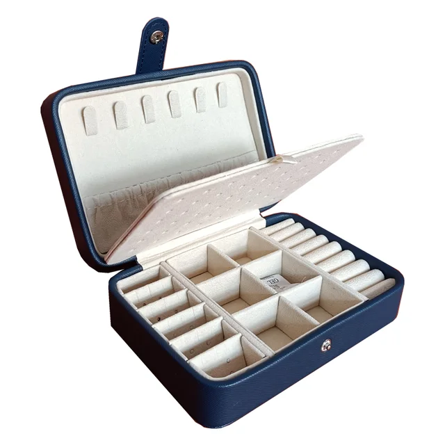 New 2024 Leather Portable Jewelry Box Double Simple Earrings Ring Jewelry Casket Can Hold 68 Earrings 1