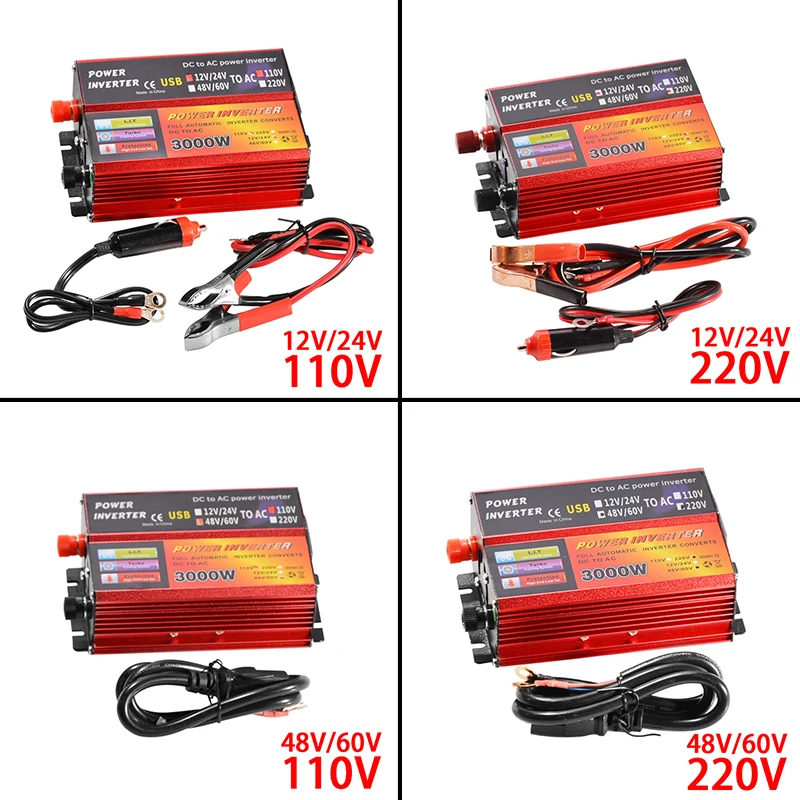 Солнечный инвертор 12V 220V 3000 Вт пиковый Напряжение преобразователь постоянного
