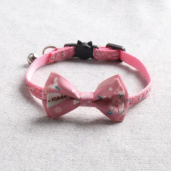 

Nylon Flower Printing Cat Collar Cute Bowknot Small Dogs Necklace Bow Tie Adjustable Chihuahua Puppy Cats Collars Kitten Bowtie