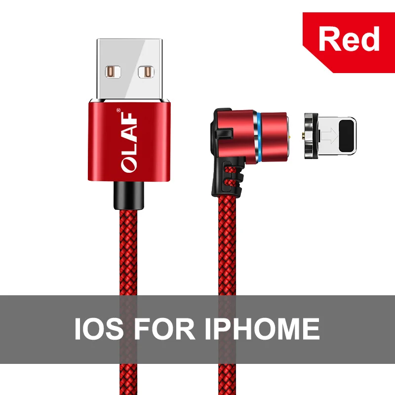 IOS Red Olaf 1 м Магнитный Micro USB кабель для iPhone samsung Android мобильный телефон Быстрая зарядка usb type C кабель магнитное зарядное устройство провод шнур - Цвет: IOS Red