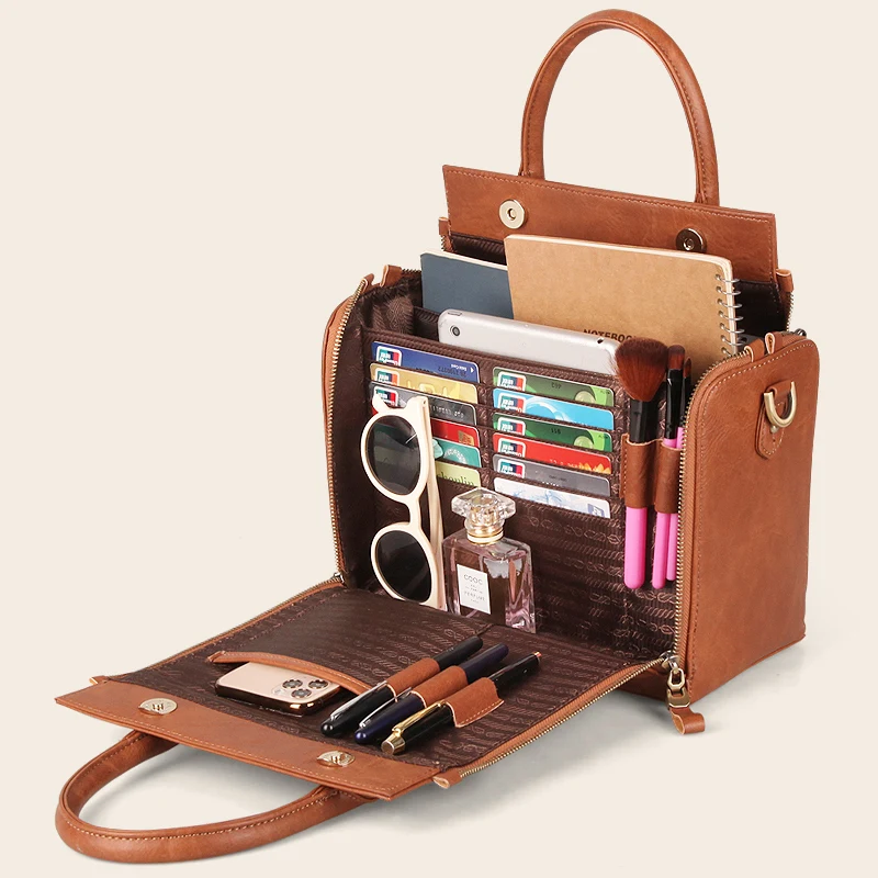 Handbags Women Totes Large Capacity Multi-Pocket Business Laptop Handbags Ladies Top-Handle Organizer Shoulder Bag Fashion