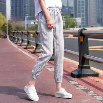 

Harajuku Women Pants Casual Loose High-Elastic Sports Solid Color Leggings Feet Nine Pants School Clothing Drop