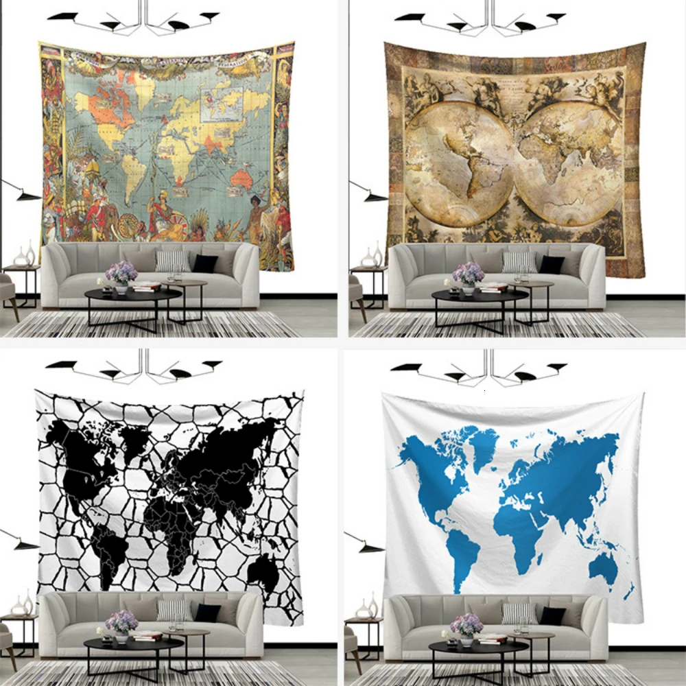 

Wall Hanging Tapestry 3D Printed World Map For Home Throw Rug Blanket Home Decor Yoga Mat Carpet Wall Cloth Mandala Tapestries