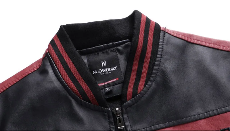 Mcikkny Fashion Men Pu Leather Jackets Coats Stand Collar Fleece Lined Jackets Outwear For Male Size M-3XL Windbreak  (8)