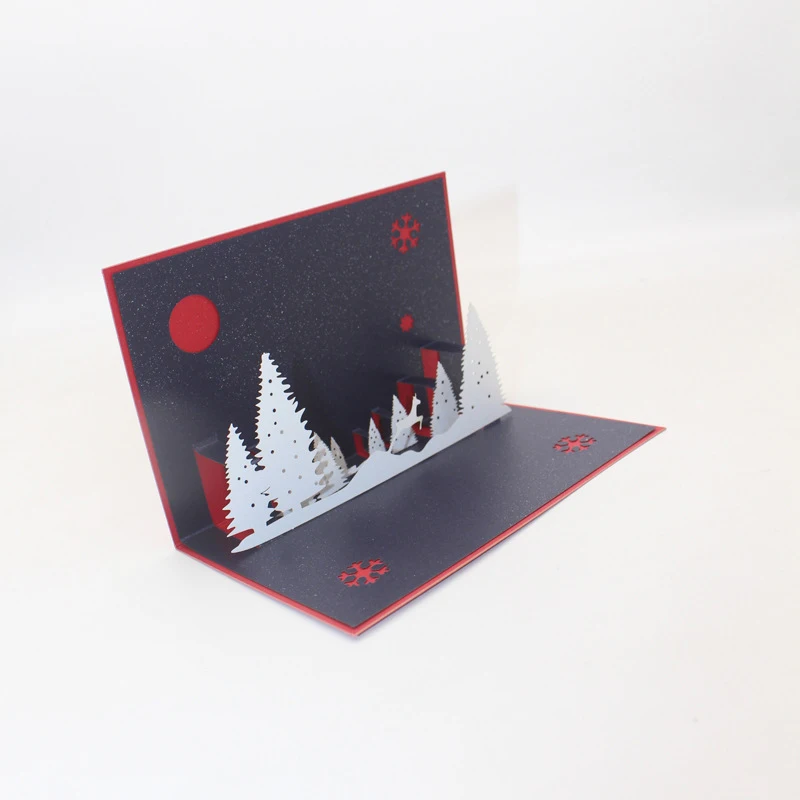  3D Handmade Night In The Forest Christmas Eve Paper Invitation Greeting Cards PostCard Merry Christ - 4000314518207