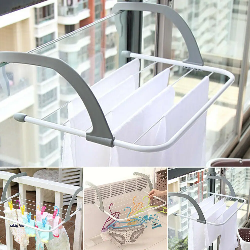 Folding Drying Rack Outdoor Portable Clothes Hanger Balcony Laundry Dryer Rack