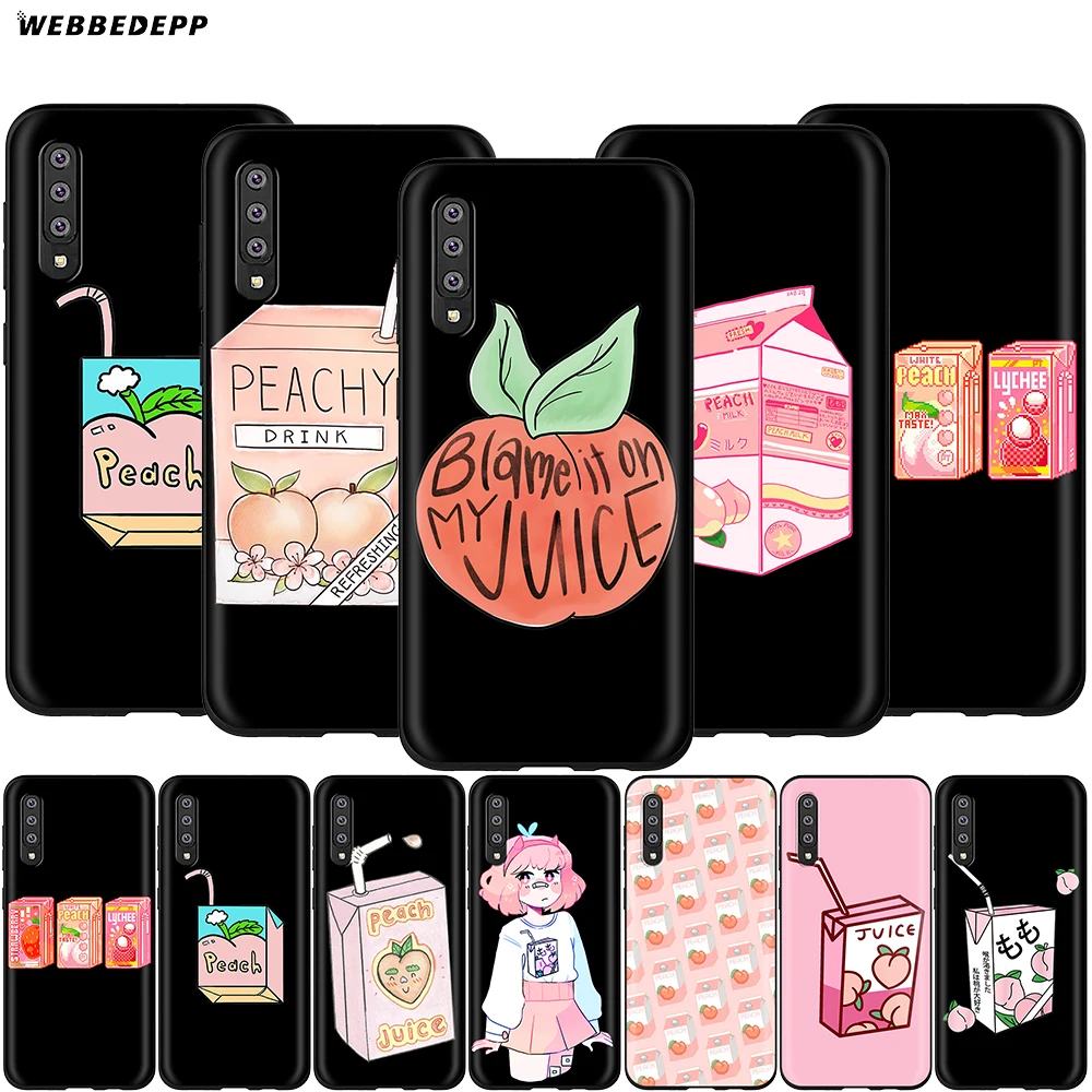 

Webbedepp Peach Juice Drink Food Case for Samsung Galaxy S7 S8 S9 S10 Plus Edge Note 10 8 9 A10 A20 A30 A40 A50 A60 A70