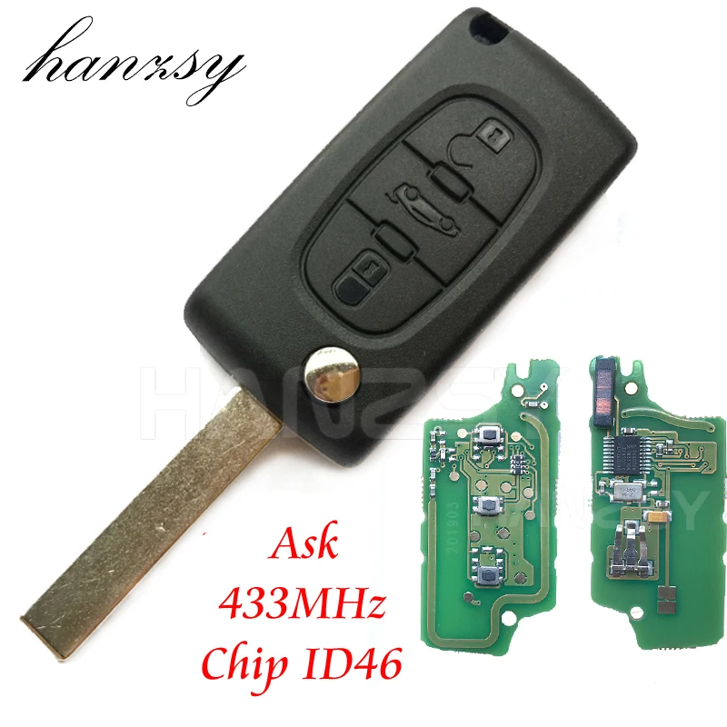 Hanzsy CE0536 удаленный ключ подходит для Peugeot 307 308 207 208 408 автомобильный раскладной чип