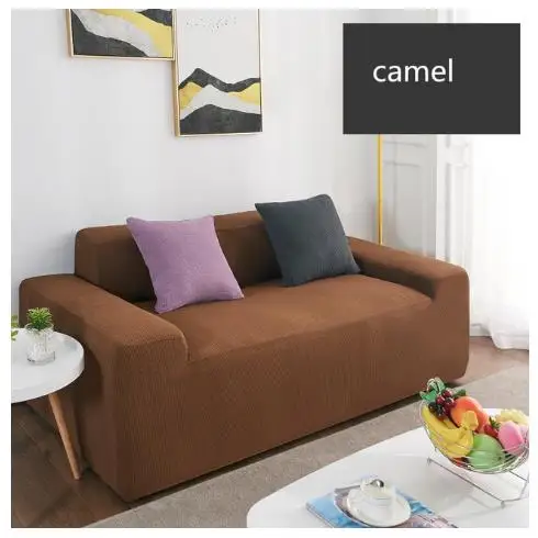 Флисовый чехол для дивана Универсальный Водонепроницаемый Чехол для дивана сплошной цвет эластичный чехол нескользящий полный Чехол для дивана - Цвет: light coffee