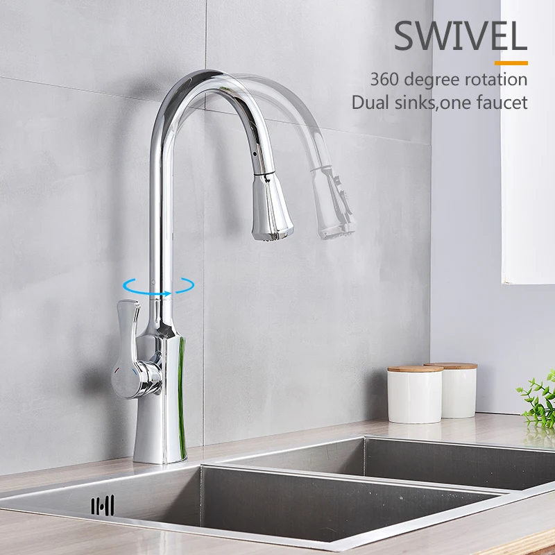 farmhouse kitchen sink Brushed Gold Kitchen Faucet Single Handle Hand-Out Kitchen Faucet Single Hole Hot And Cold Faucet Tap brass kitchen faucet