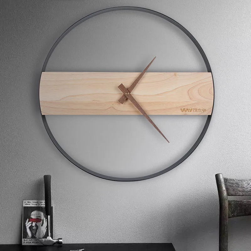 Скандинавские большие металлические настенные часы современный дизайн для гостиной 3D украшения Висячие часы из цельного дерева настенные домашние декоративные часы 16 дюймов