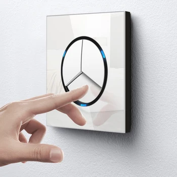 

Random Click On / Off Wall Light Switch With LED Indicator Pass Through Switch Switched Glass Panel,2 way