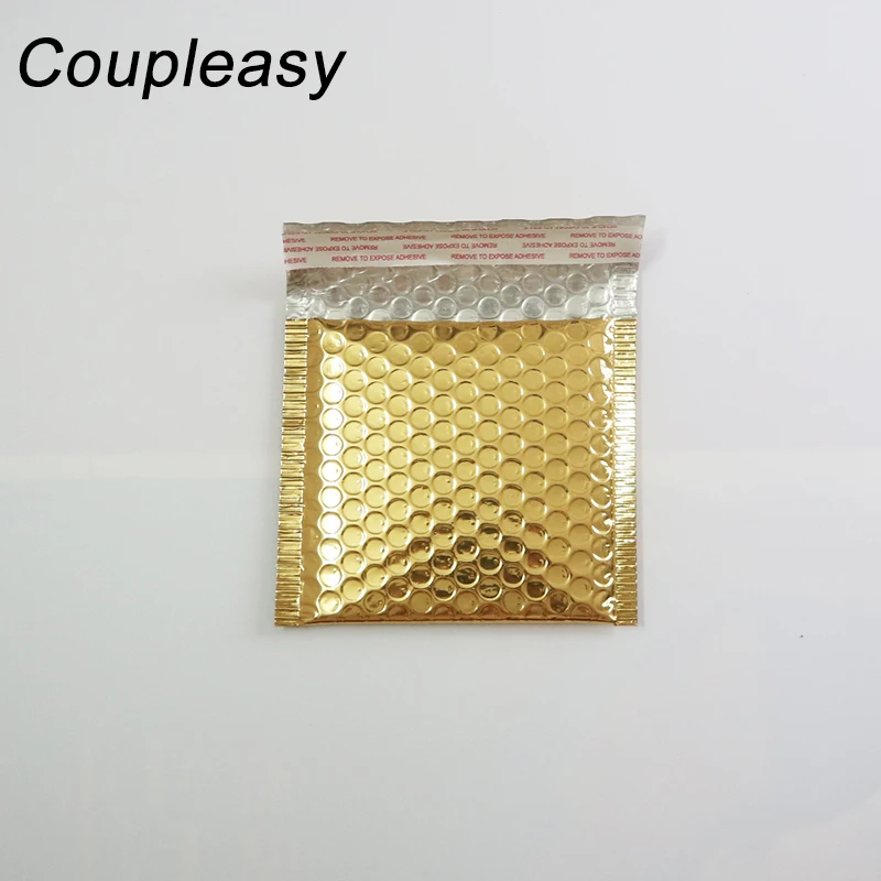 gold 50 шт. фиолетовый/черный пластиковый конверт маленькие Пузырьковые почтальоны объемные конверты самозапечатывающийся полиэтиленовые пакеты канцелярские 15x13 см - Color: gold