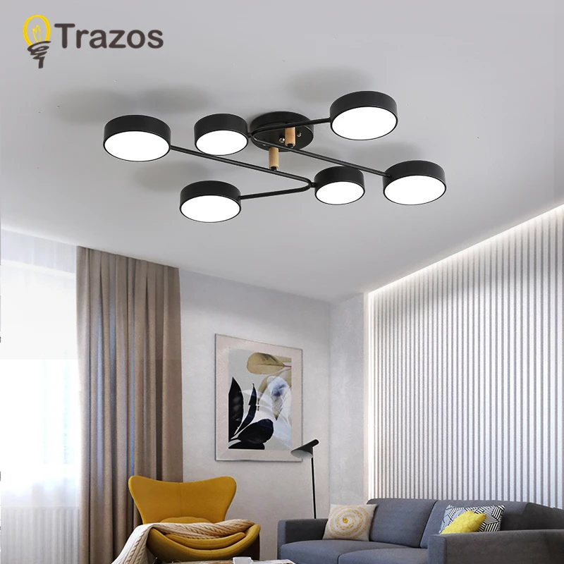 

TRAZOS Modern Designer 220V LED Ceiling lamp With Gray Metal Lampshade For Living Room White Iron Ceiling Mounted Home Lighting
