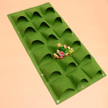 

1mx50cm Flat Bottom 18 Pouch Felt Planting Bag Wall Hanging Vertical Planter Felt Growing Bag for Garden Outdoor
