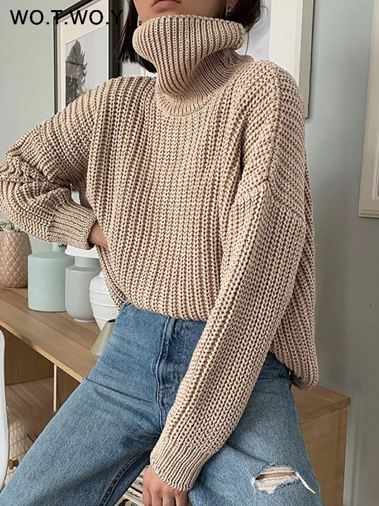 Cut Rate Oversized Sweaters Cashmere-Pullovers Long Korean-Tops Knitted Turtleneck Thick Winter 85ZX5E9eV