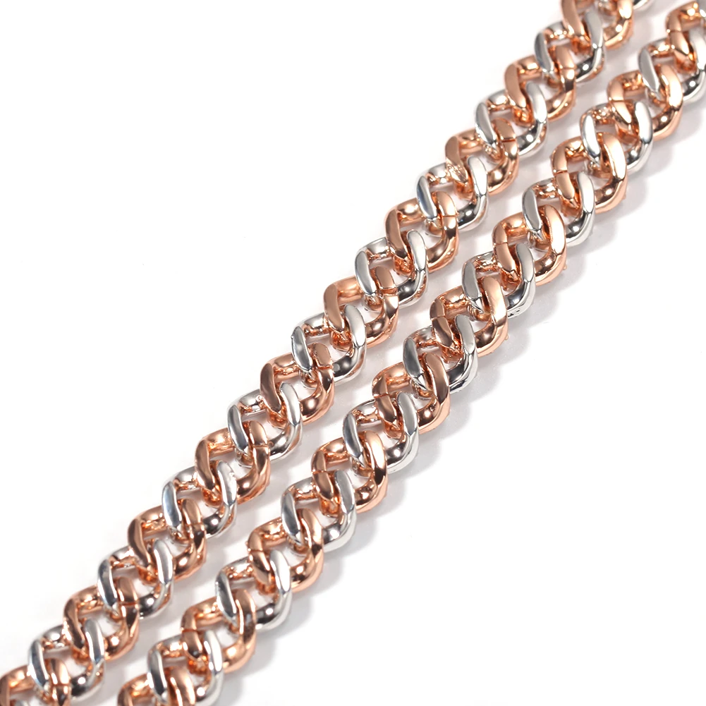 Модные 9 мм Iced Out женское Серебрянное колье, чокер/розовое золото кубинское звено с белым и розовым кубическим цирконием цепь ювелирные изделия