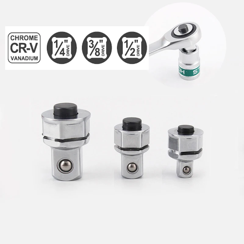 

3 Pieces Wrench Socket Adapter Set 1/4 Inch 3/8 Inch 1/2 Inch Square Hex Handle Cr-V Quick Release Drive Sleeve Adapter