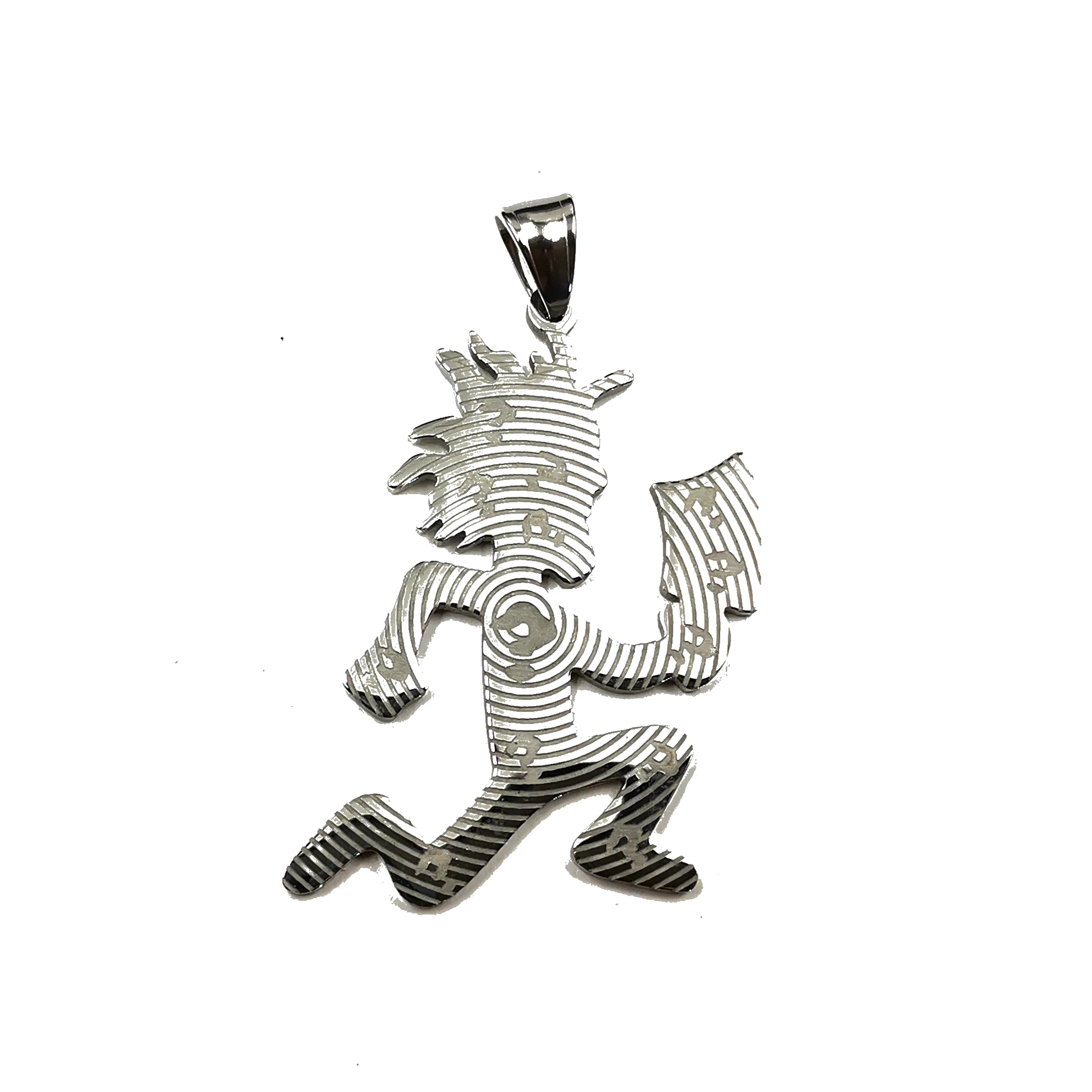 Large Etched Out Hatchet Man Charm Juggalo/Juggalette Necklace Pendant Stainless Steel Jewelry N Chain 4mm 24 In 4