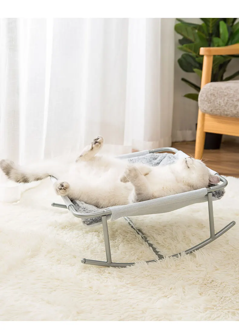Cat Bed Pet Hammock Rocking Chair Rolling Cradle Swing Toy for Small Cat Baby Cat Kitten Easy Assemble