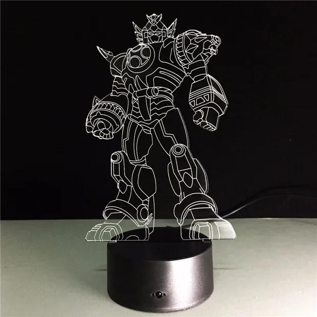 Трансформация 3D лампа детские игрушки; фигурки героев кино Робот СВЕТОДИОДНЫЙ ночник 7 цветов Подарки для мальчиков крутой аниме Прямая