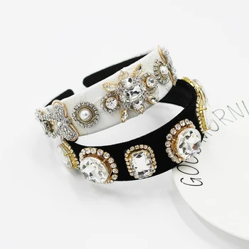 

Personalized baroque headband New European and American Baroque Simple Hair Hoop Big Rhinestone Geometric Hair Accessories 801