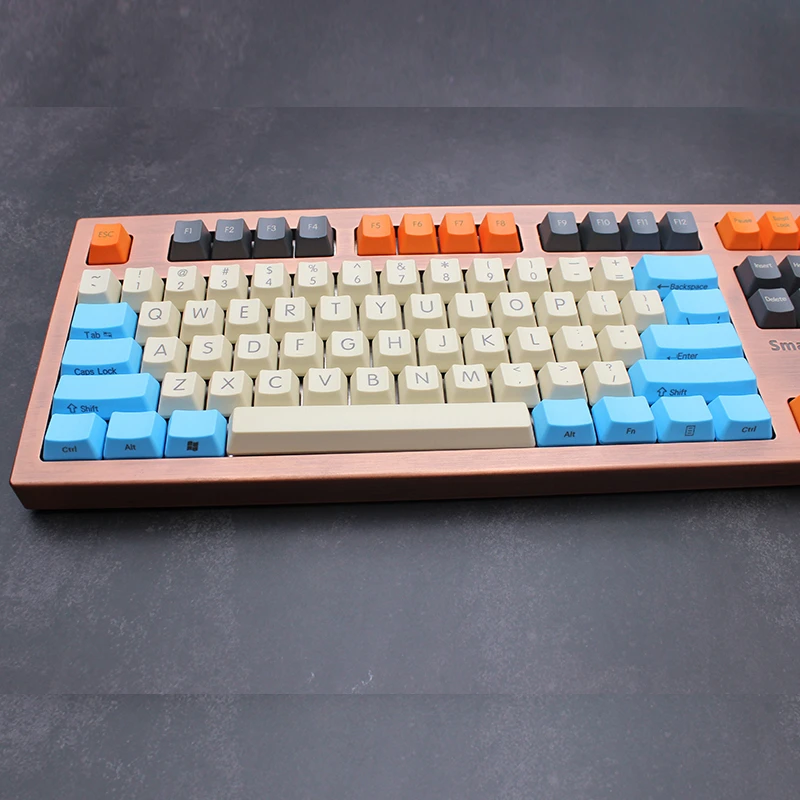 Mechanical Keyboard PBT Keycaps 14 Key Large Key Position OEM Height Color Laser Carving Purple Mint 4