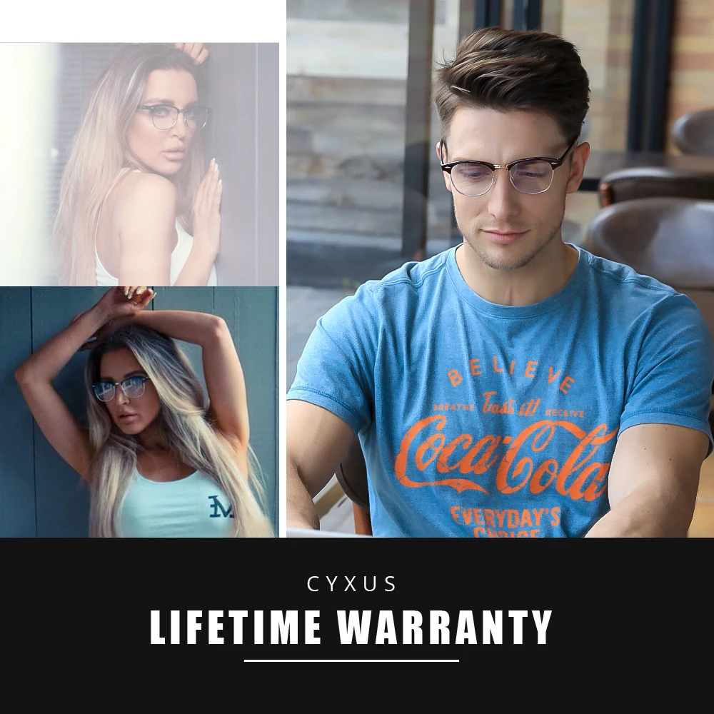Cyxus анти синий светильник компьютерные очки полуоправа Browline оправа для защиты от