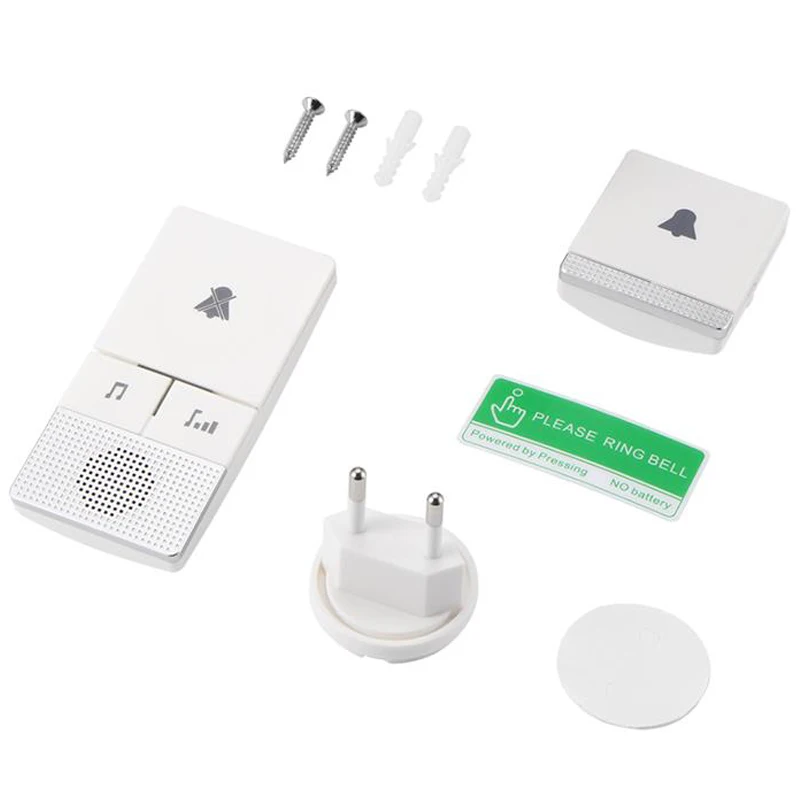 Self Generation No Battery Wireless Doorbell Wireless Doorbell Home Smart Electronic Remote Control Long Distance EU Plug