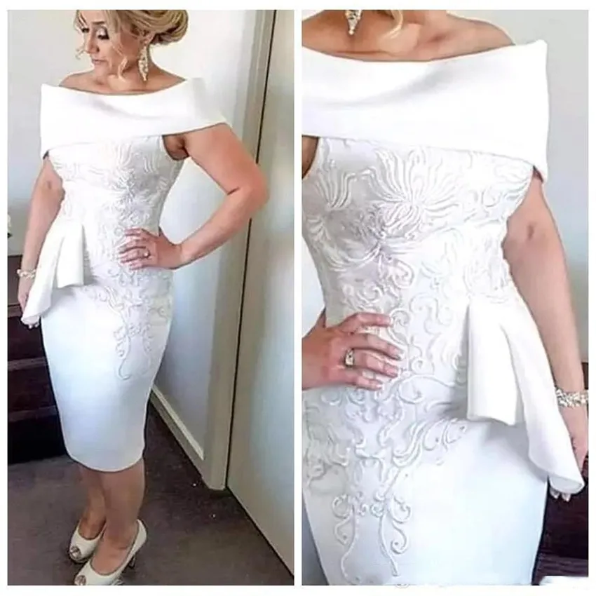 white cocktail dress Satin Lace Apliques Offer The Shoulder Sleeveless Zipper Back Knee Length Fashion Custom Made Evening Prom | Свадьбы и