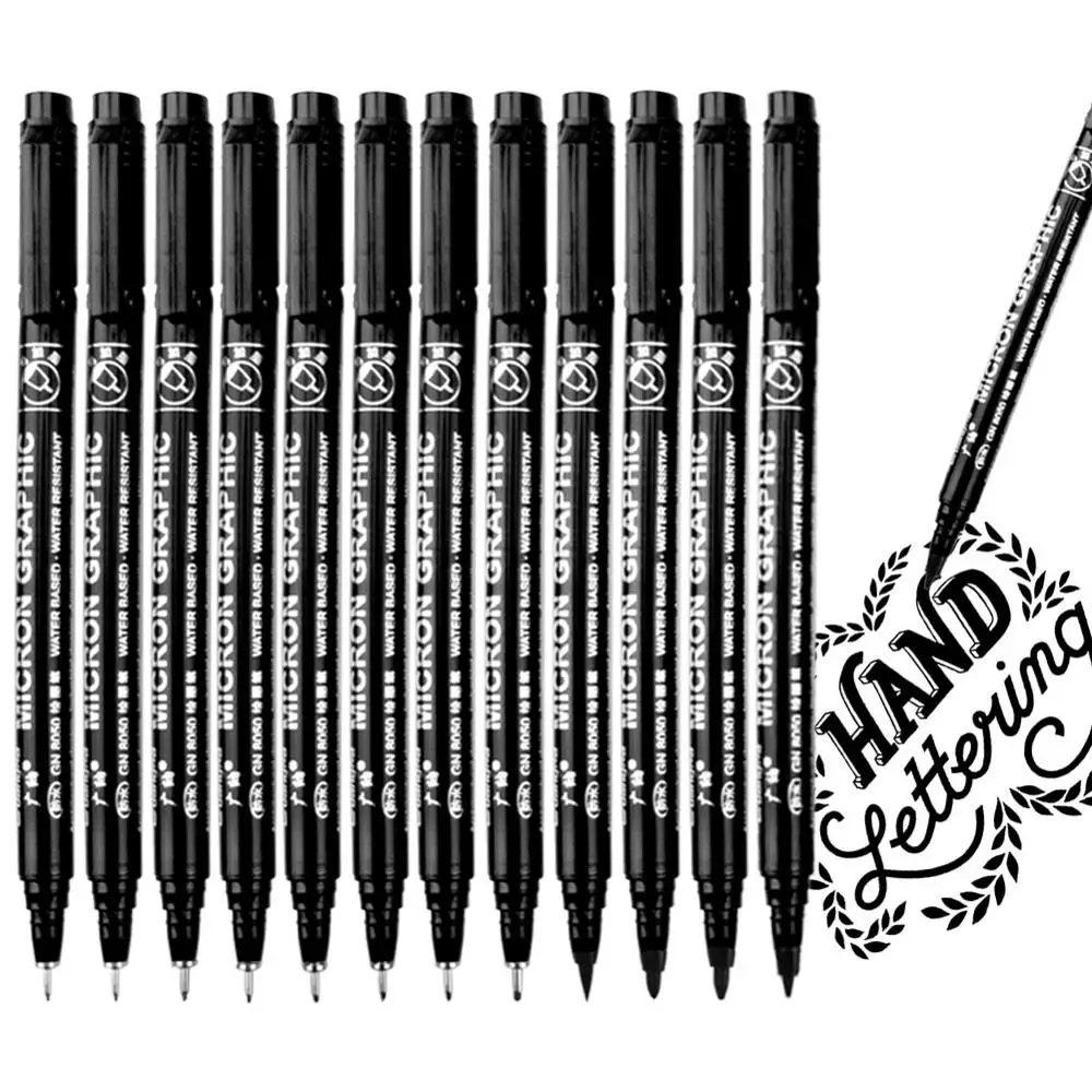 

TOUCHNEW 12 Size Black Fineliner Pens Waterproof Ink Pen for Art Sketching, Drawing, Technical Drawing, Illustration, Comic