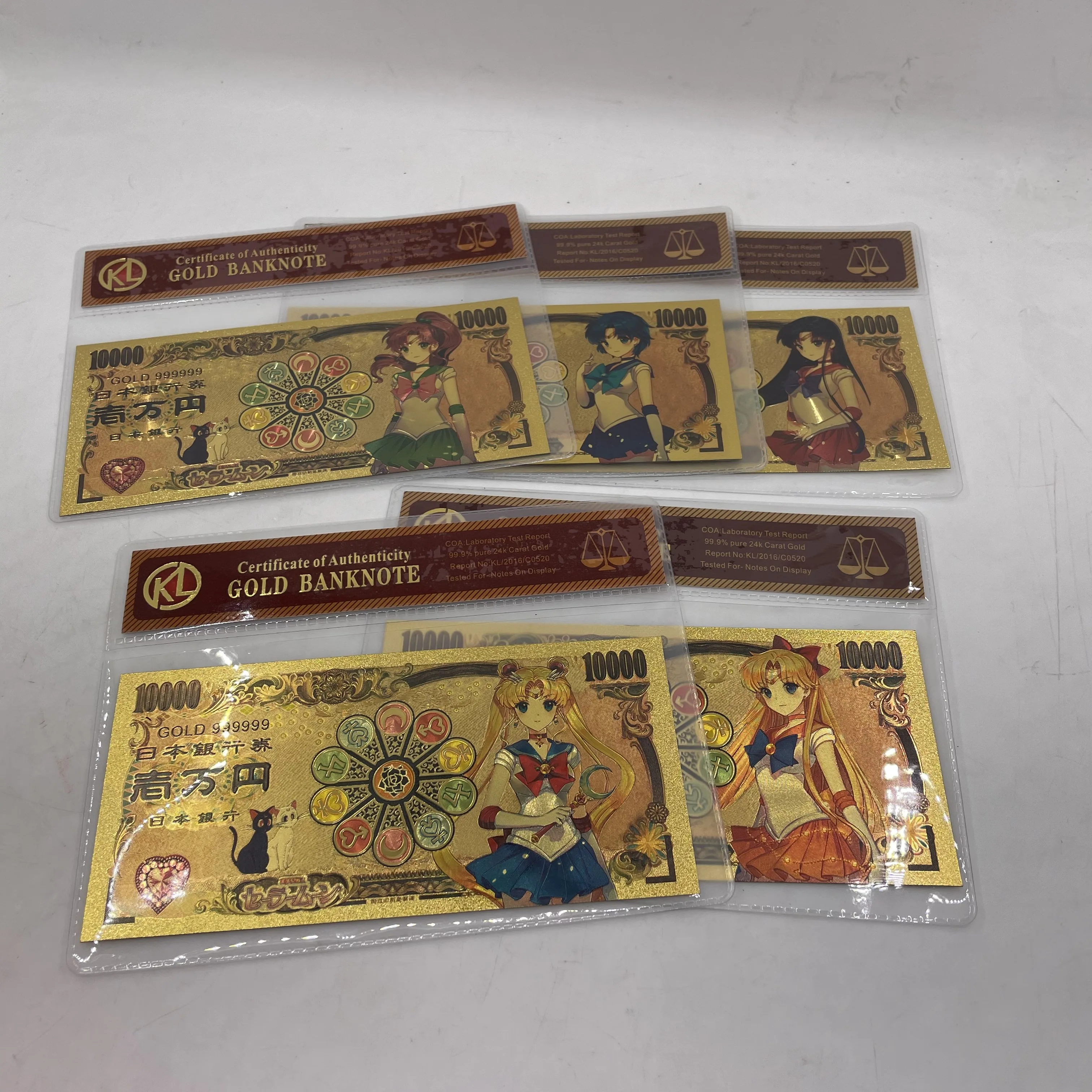 NEW 5 Designs Sailor-Moon Tsukino-Usagi Japanese Classic Anime 10000 Yen Gold Banknote in Sleeve bag Childhood Memory Collection | Дом и сад