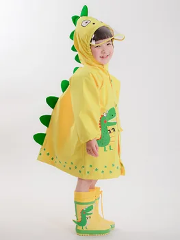 

Waterproof Plastic Raincoat Poncho Overall Kids Hooded Fabric Raincoat Overall Outdoor Hiking Impermiable Rain Gear JJ60RC