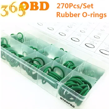 

270Pcs 18 different sizes Green O-Rings Air Conditioning Seal Kit Rubber Rings Assortment Set Tools Accessories